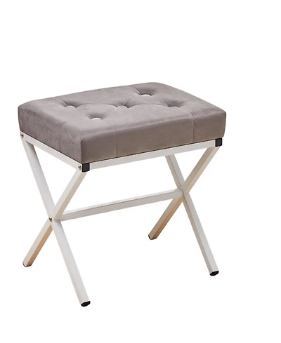 Slickblue Upholstered Ottoman Foot Stool with Thick Cushion and Metal X Legs