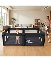 Costway Large Portable Baby Playpen with 50 Ocean Balls