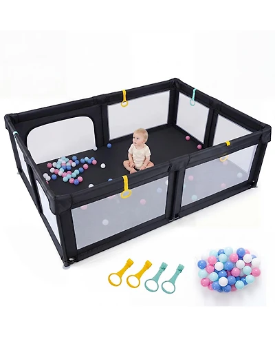 Costway Large Portable Baby Playpen with 50 Ocean Balls
