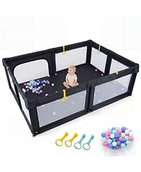 Costway Large Portable Baby Playpen with 50 Ocean Balls
