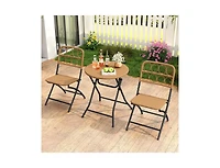 Boyel Living 3 Piece Patio Bistro Set Folding Round Table and Chairs with Wicker Seat