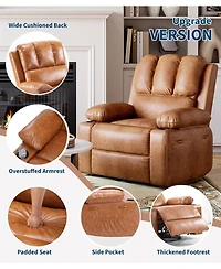 gaomon Pu Leather Swivel Rocker Manual Recliner Sofa Chair, Heat and Massage for Living Room