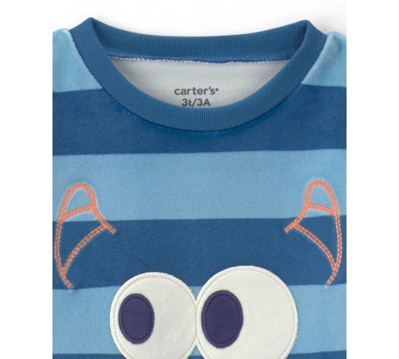 Carter's Toddler Boys' 2T-5T DreamPlush Snug-Fit Monster-Striped Top and Pants, 2-Piece Pajama Set
