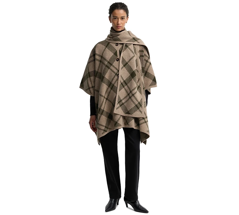 Barbour Women's Vienna Tartan Knitted V-Neck Wool-Blend Cape