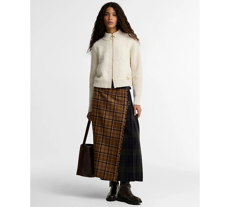 Barbour Women's Hazelwood Wool-Blend Chunky-Knit Sherpa-Inspired Bomber Jacket