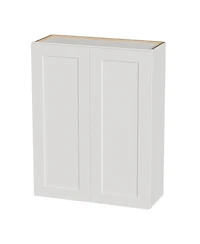 Boyel Living 33W x 12D x 42H Solid Wood Shaker Wall Cabinet Double Door 2 Adjustable Shelves Rta for Kitchen Bath Laundry Garage