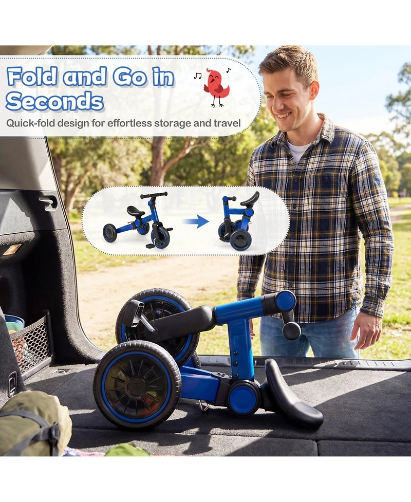 Mecale 5-in-1 Balance Bike with Removable Pedals, 66-lb Capacity, Ages 2-4
