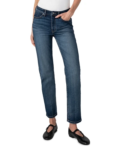 Liverpool Los Angeles Women's Rowan Slim Straight-Leg Dark Rinse Mid Rise Jeans