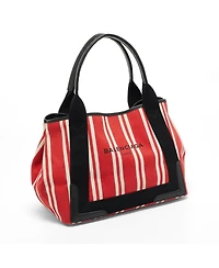 Pre-Owned Balenciaga Cabas Striped Canvas Tote Bag