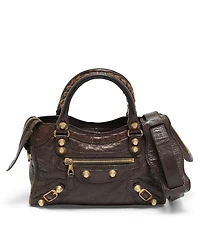 Pre-Owned Balenciaga Women's Mini Classic City Leather Bag in Cacao