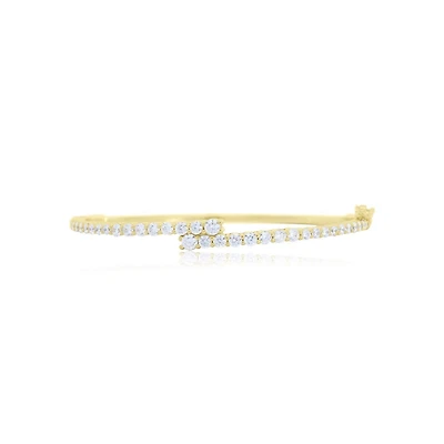 The Lovery Cz Graduating Overlap Bangle 14K Gold-Plated Sterling Silver