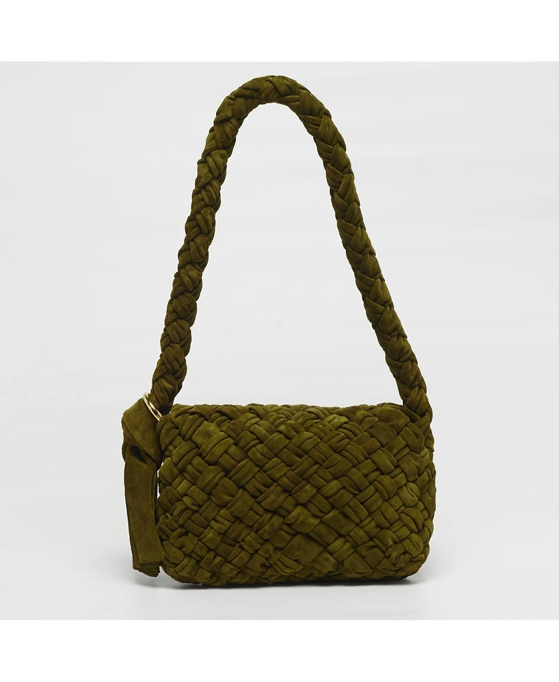 Pre-Owned Bottega Veneta Kalimero Citta Medium Intreccio Suede Shoulder Bag