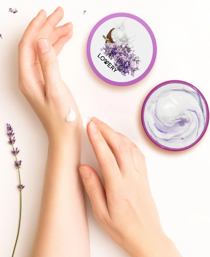 Lovery Lavender and Coconut Scented Whipped Body Butter, Bath and Body Care Cream, 170ml
