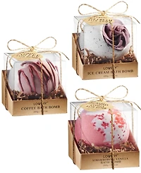Lovery 3piece Hand Decorated Bath Bombs in Coffee, Strawberry and Ice Cream Scent