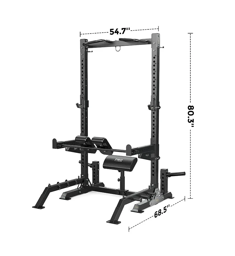 Fed Fitness SR2 1100 Lbs All-in-One Squat Power Rack, Six-Point Stable Home Gym Rack for Squats Bench Press Hip Thrust Pull Ups