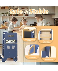 Fed Fitness Toddler Tower 4-in-1 Multifunctional Kitchen Stool Helper with Removable Safety Board, Adjustable Heights