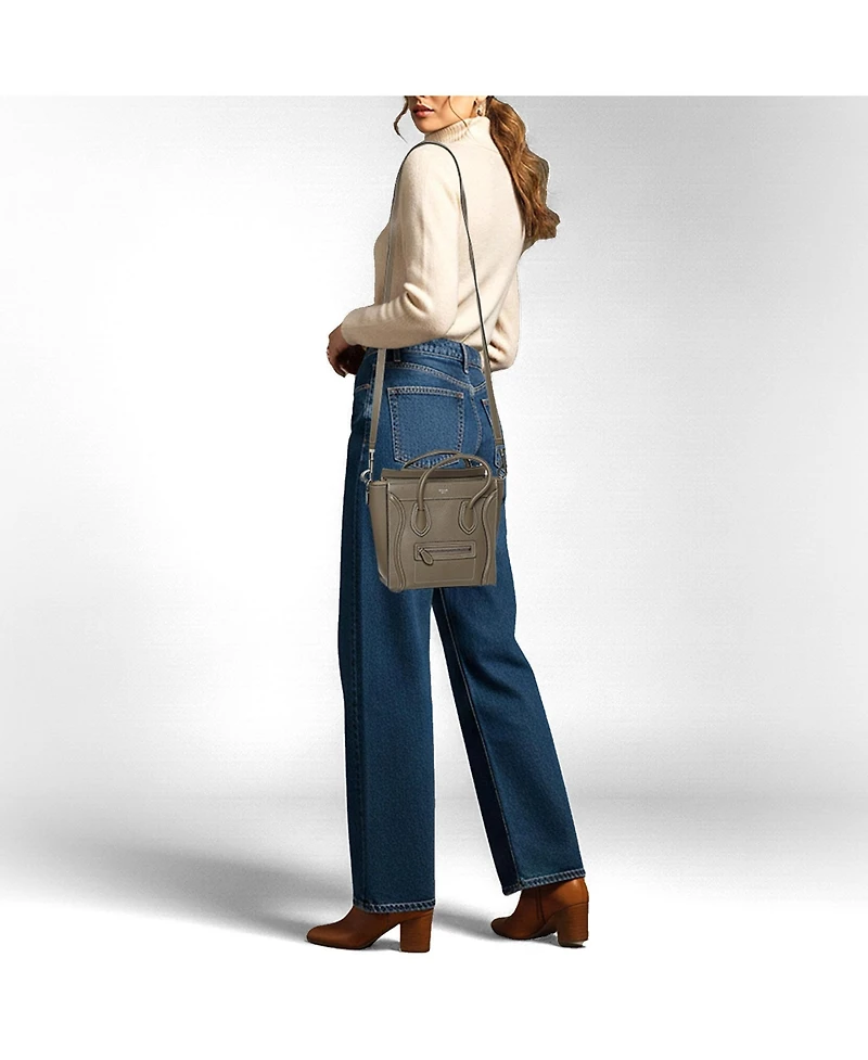 Pre-Owned Celine Women's Nano Luggage Tote in Taupe Grained Leather