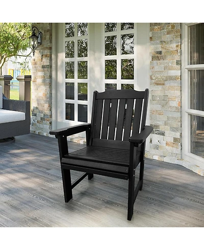 Hdpe All-Weather Outdoor Patio Dining Chair, Heavy-Duty Garden Backyard Armchair with Stainless Steel Hardware