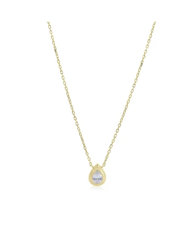 The Lovery Cz Pear Double Bezel Necklace 14K Gold-Plated Sterling Silver