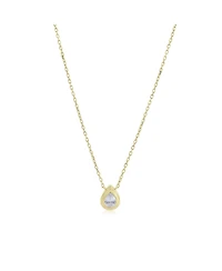 The Lovery Cz Pear Double Bezel Necklace 14K Gold-Plated Sterling Silver