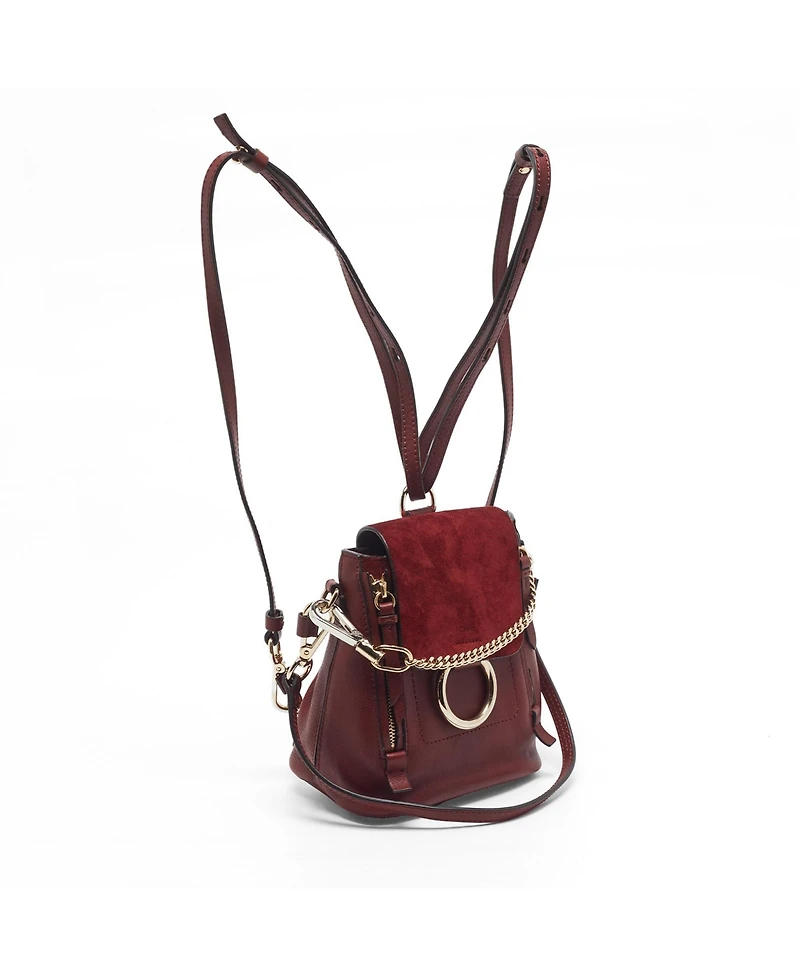 Pre-Owned Chloe Women's Faye Mini Leather and Suede Backpack
