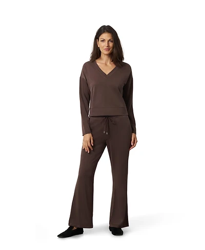 Cable & Gauge Women's V-Neck Dolman Top and Wide Leg Pant Set