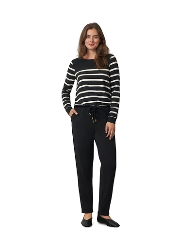 Cable & Gauge Women's Striped Crewneck Long-Sleeve Top and Pants Set