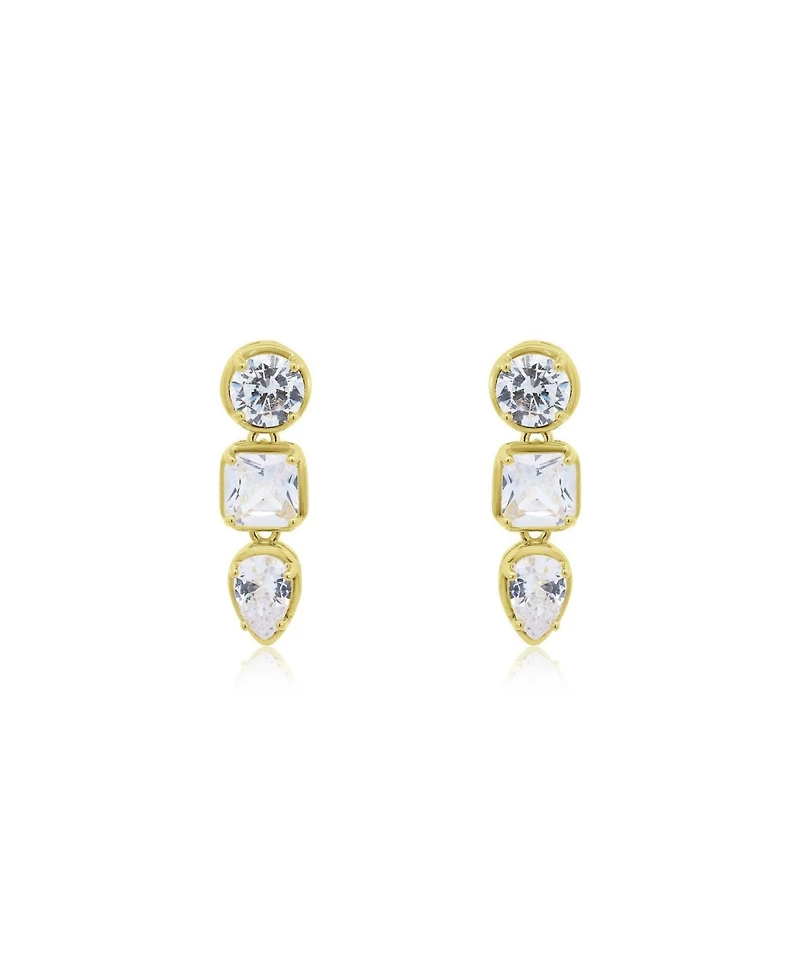 The Lovery Cz Fancy Shape Drop Earrings 14K Gold-Plated Sterling Silver