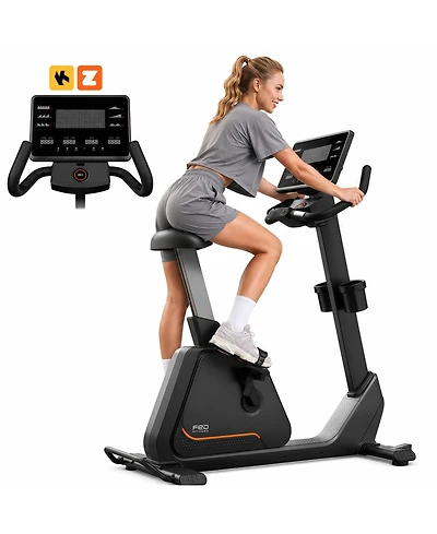 Fed Fitness Upright Exercise Bike, Air Lift Adjustable Seat, Led Display, Electromagnetic Stationary Bike