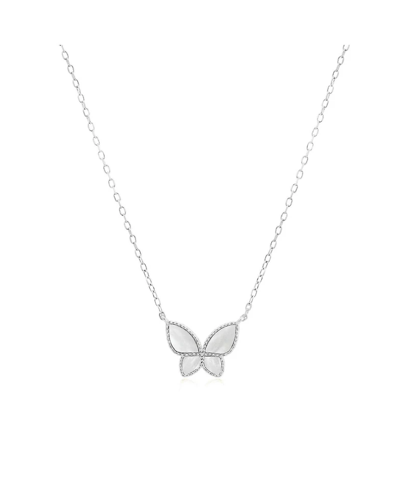 The Lovery Mother of Pearl Butterfly Necklace Sterling Silver