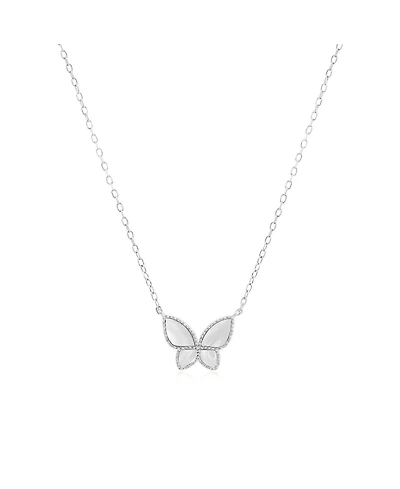 The Lovery Mother of Pearl Butterfly Necklace Sterling Silver