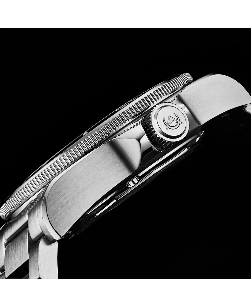 Alexander Vathos3 Men's Swiss Made Diver Watch 43mm Silver Tone Stainless Steel Case Black Dial Rotating Bezel Sapphire Crystal 200M Water Resistant