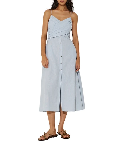 Reiss Women's Karlie Linen-Cotton Blend Sweetheart A-Line Midi Dress