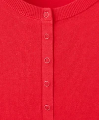 Mango Women's Crew-Neck Short-Sleeve Fine-Knit Sweater