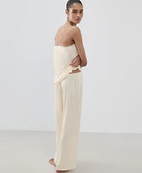 Mango Women's Satin Lace-Trim Pajama Pants