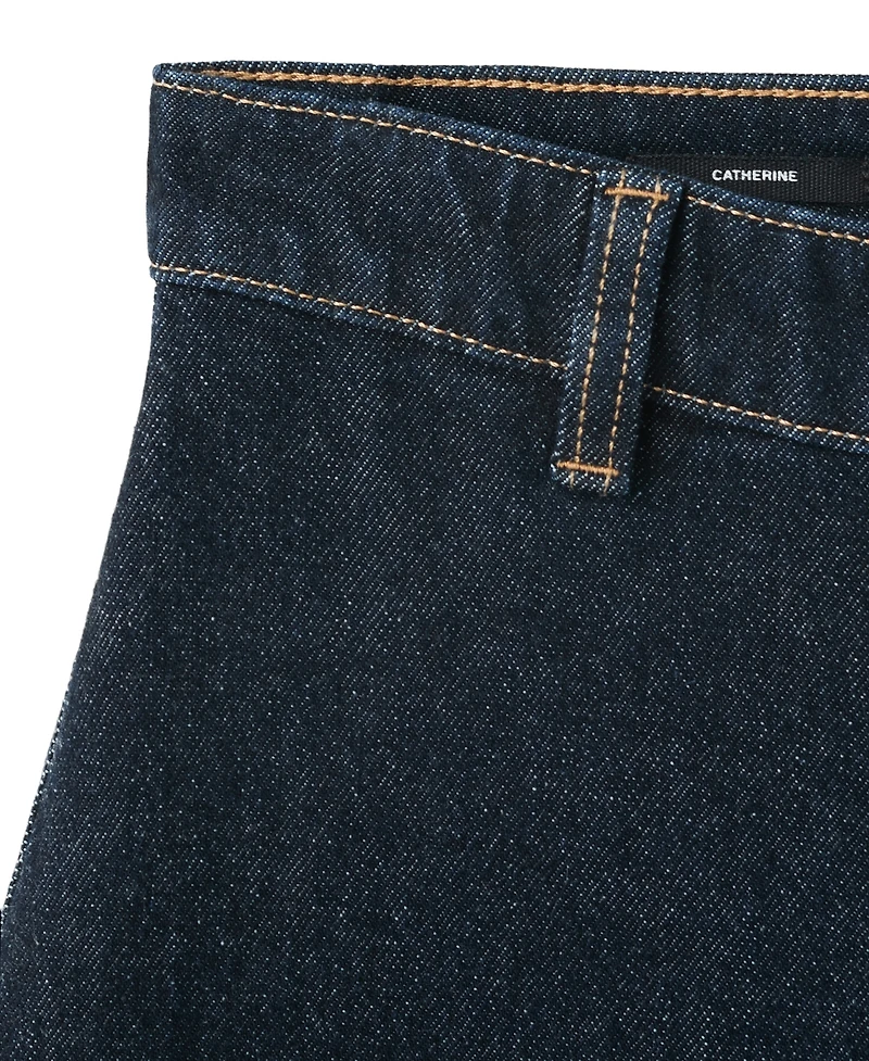 Mango Women's Catherin Culotte Wide-Leg High-Rise Dark-Rinse Jeans