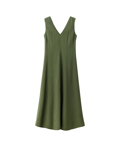 Mango Women's Sleeveless V-Neck Midi Seam-Detail Dress