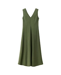 Mango Women's Sleeveless V-Neck Midi Seam-Detail Dress