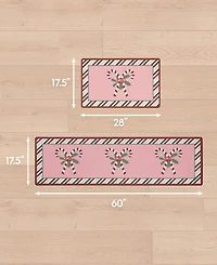 Laura Ashley Candy Cane Non-Slip 2-Piece Kitchen Mat