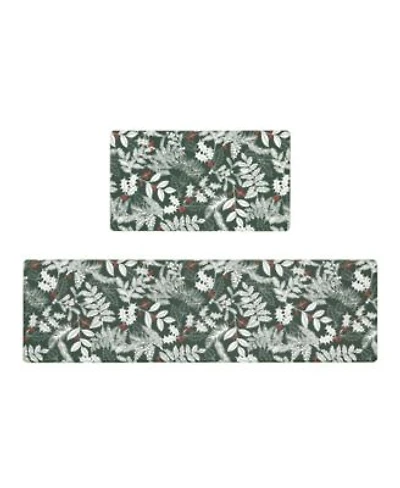 Laura Ashley Christmas Holly Leaves Non Slip Kitchen Mats
