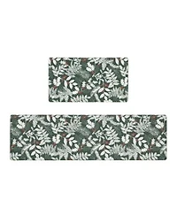 Laura Ashley Christmas Holly Leaves Non Slip Kitchen Mats