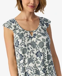 Ellen Tracy Women's Short-Flutter-Sleeve Scoop Neck Jersey Midi Nightgown