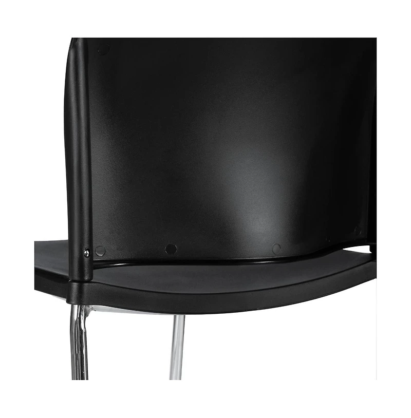 Emma+Oliver Calliope Stackable Office Reception Chair with Contoured Backrest and Chrome Sled Base