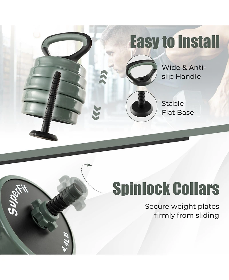 Glintex Adjustable Dumbbell Set, 4-in-1 Barbell and Kettlebell, 91.5 lbs Total