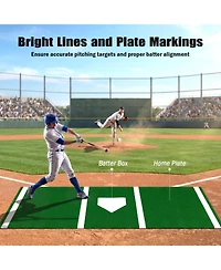Glintex Baseball Hitting Mat, 10 x 3.8 ft Turf with Home Plate Markings,