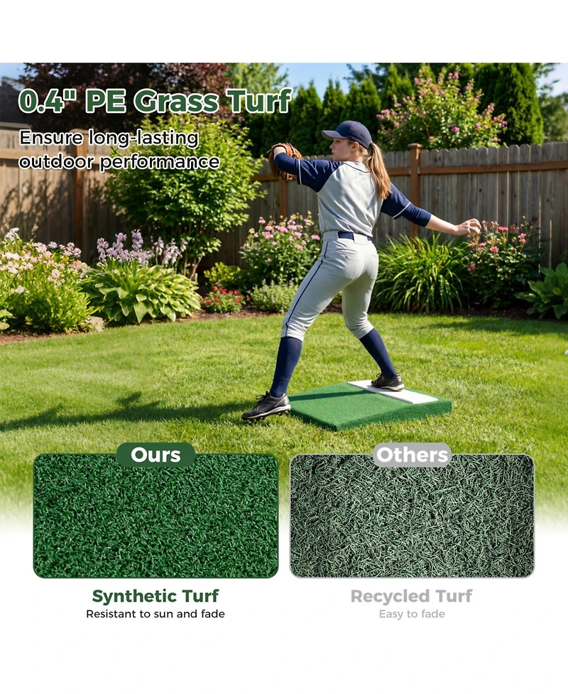 Glintex Pitching Mound, Portable 27 x 27 in Turf Pad, Holds 265 lbs.