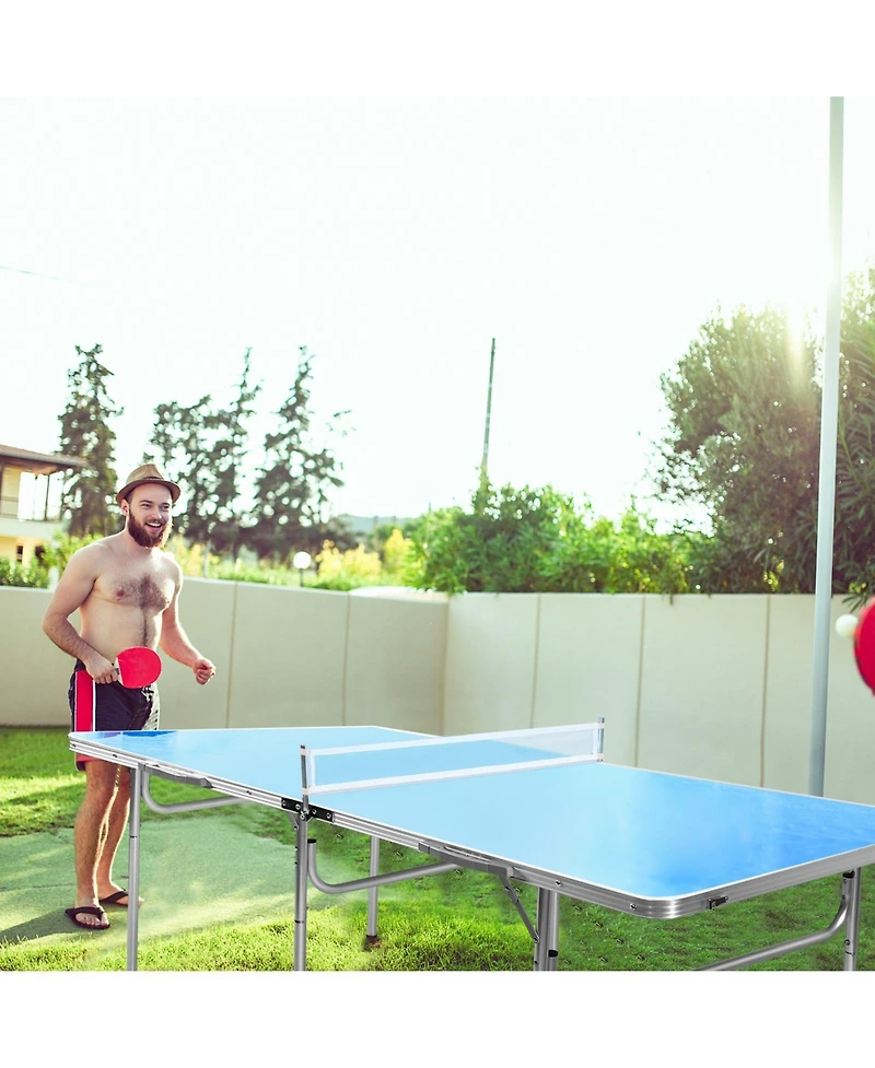 Glintex Ping Pong Table, 60 in Folding Top, Net, 2 Paddles and 4 Balls