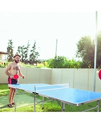 Glintex Ping Pong Table, 60 in Folding Top, Net, 2 Paddles and 4 Balls