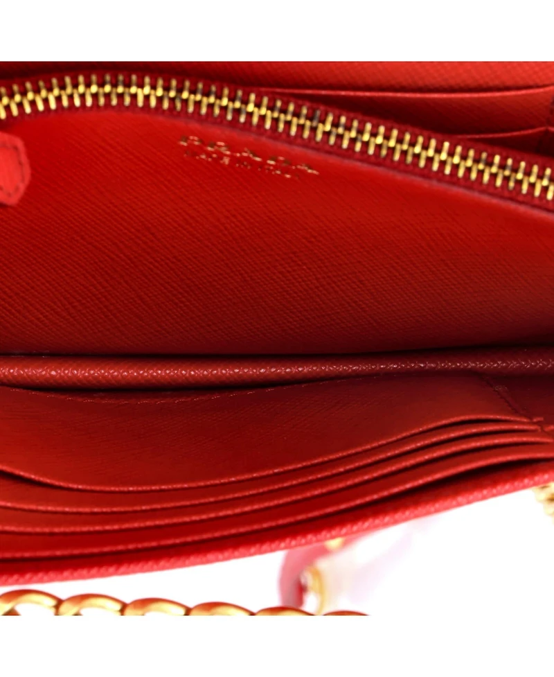 Pre-Owned Prada Chain Wallet Crossbody Saffiano Leather