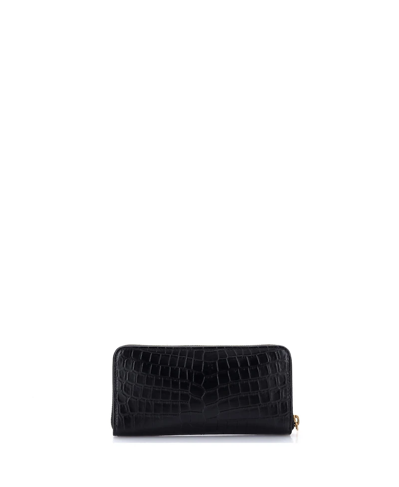 Pre-Owned Saint Laurent Long Tiny Classic Monogram Zip Around Wallet Embossed Leather